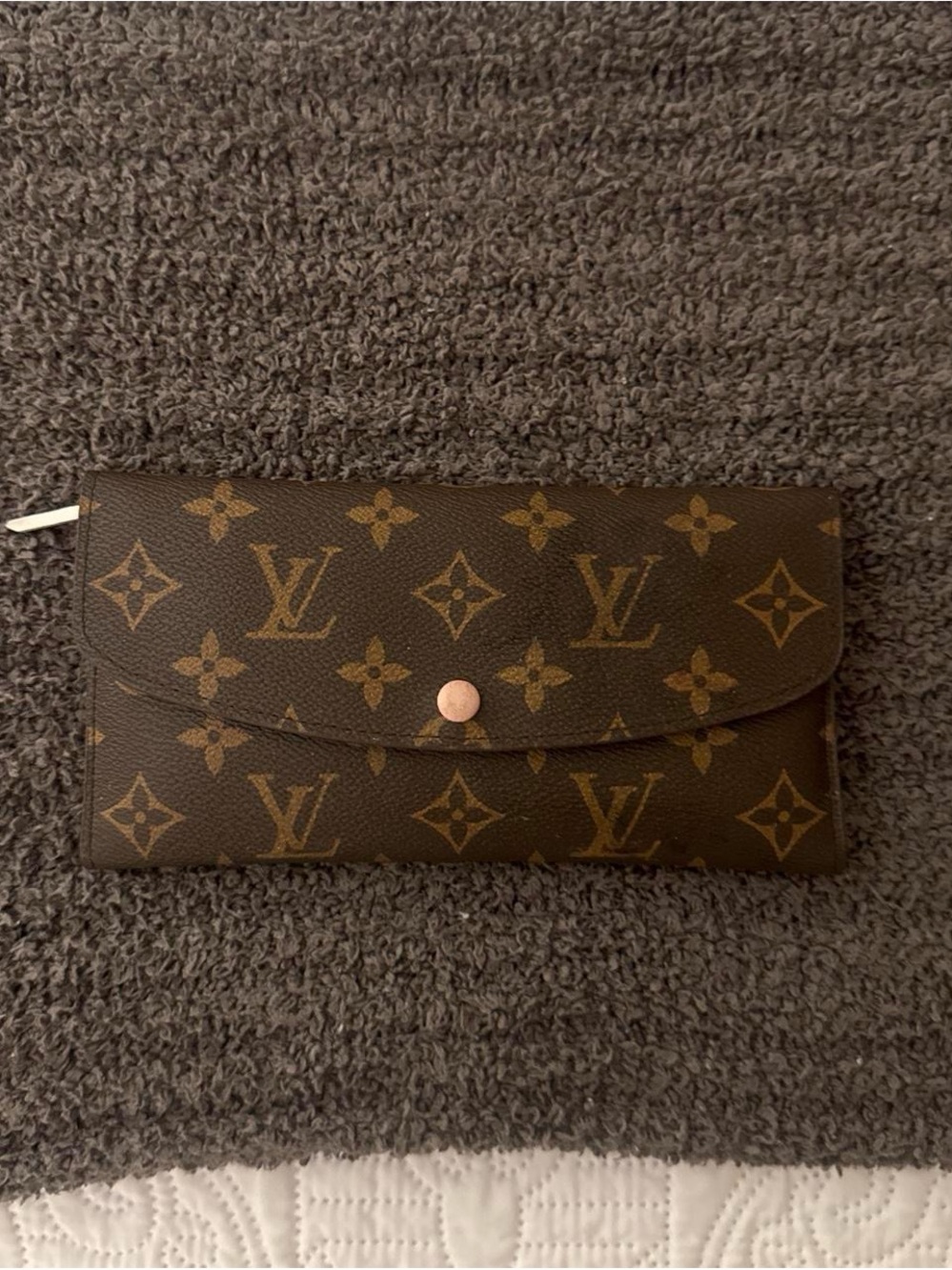 Louis Vuitton-style Monogram Long Flap Wallet in Brown and Gold !!!inspired!!!!!
